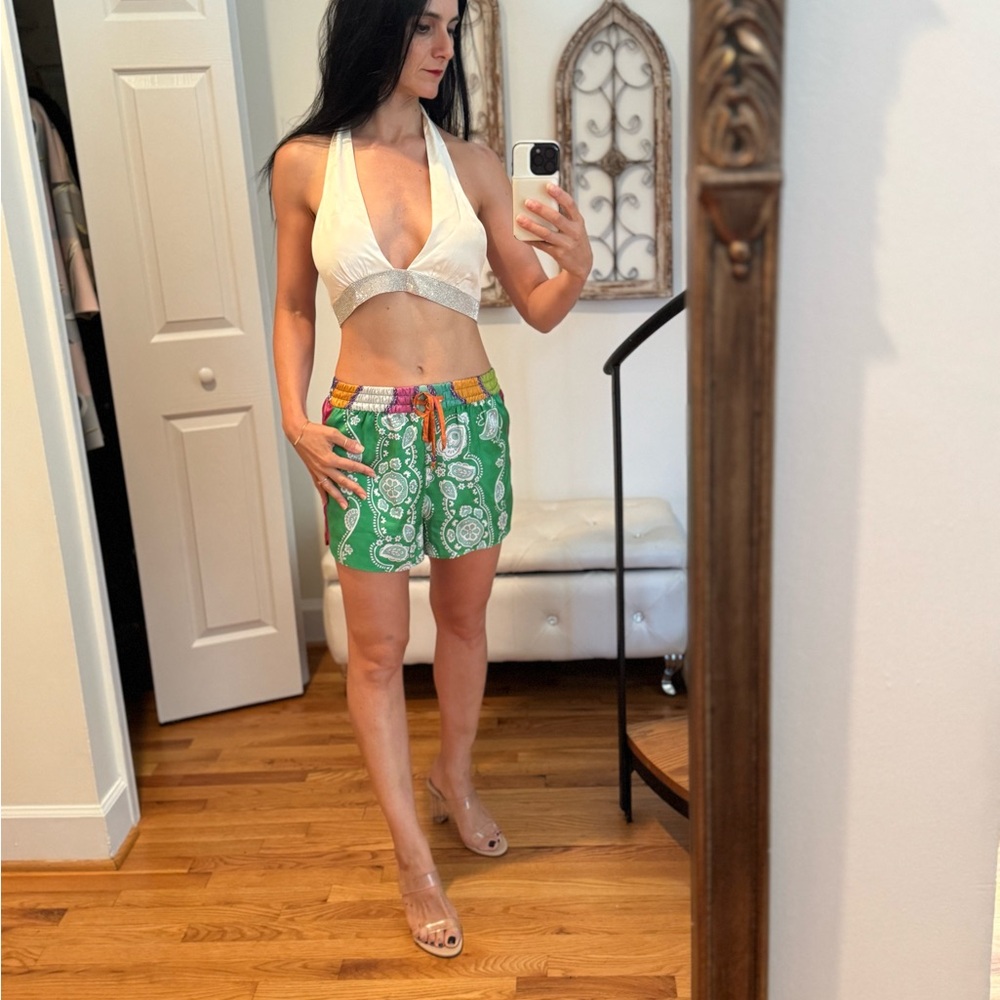 Green Paisley Mini Skirt